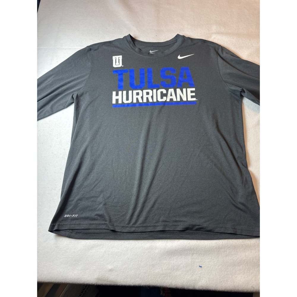 Nike Tulsa Hurricane T-Shirt Mens XL Gray Good Dri-Fit Athletic Cut NCAA